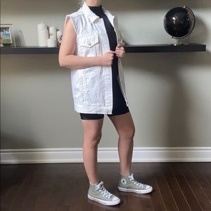 Oversized white ripped denim vest